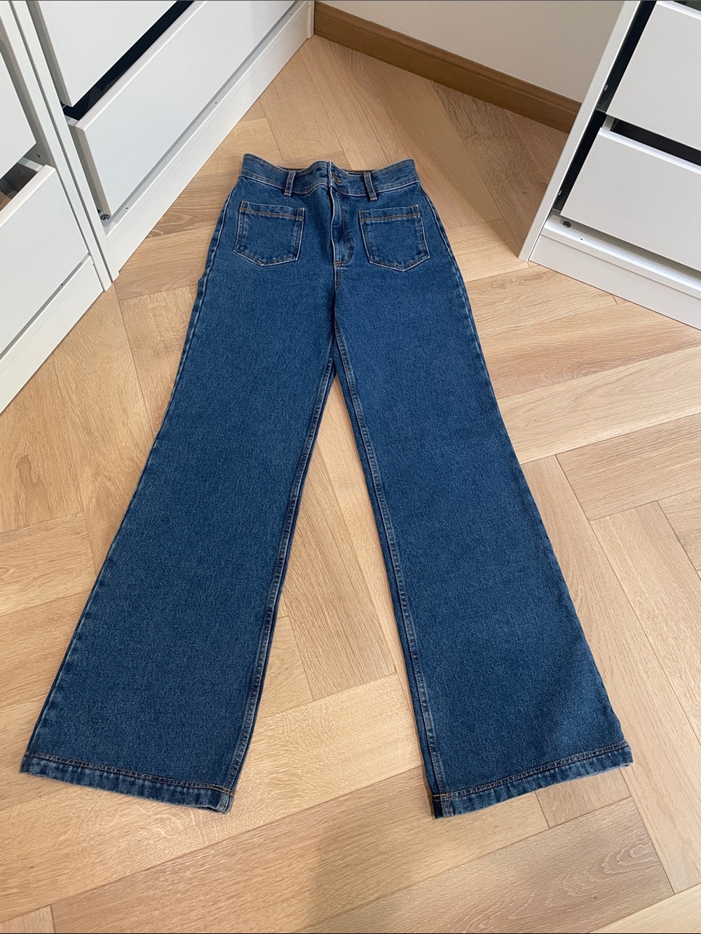 NWOT Sezane 70s High-Rise Wide Leg Jeans - Dark Blue in Size 36